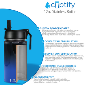 12oz Midnight Sky Ombre Wide Mouth Water Bottle With Straw Lid