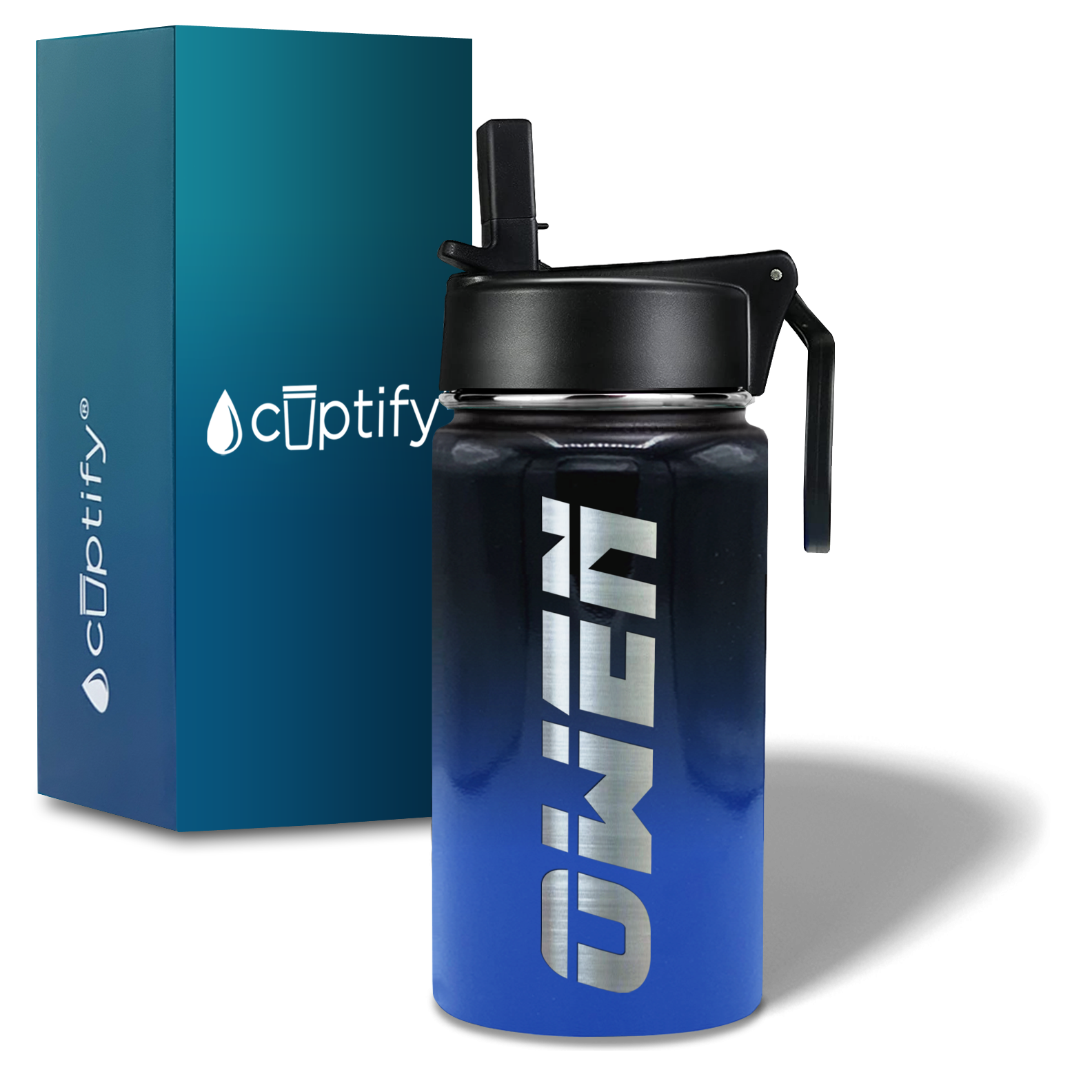 Boys Personalized Midnight Sky Ombre 12oz Wide Mouth Water Bottle
