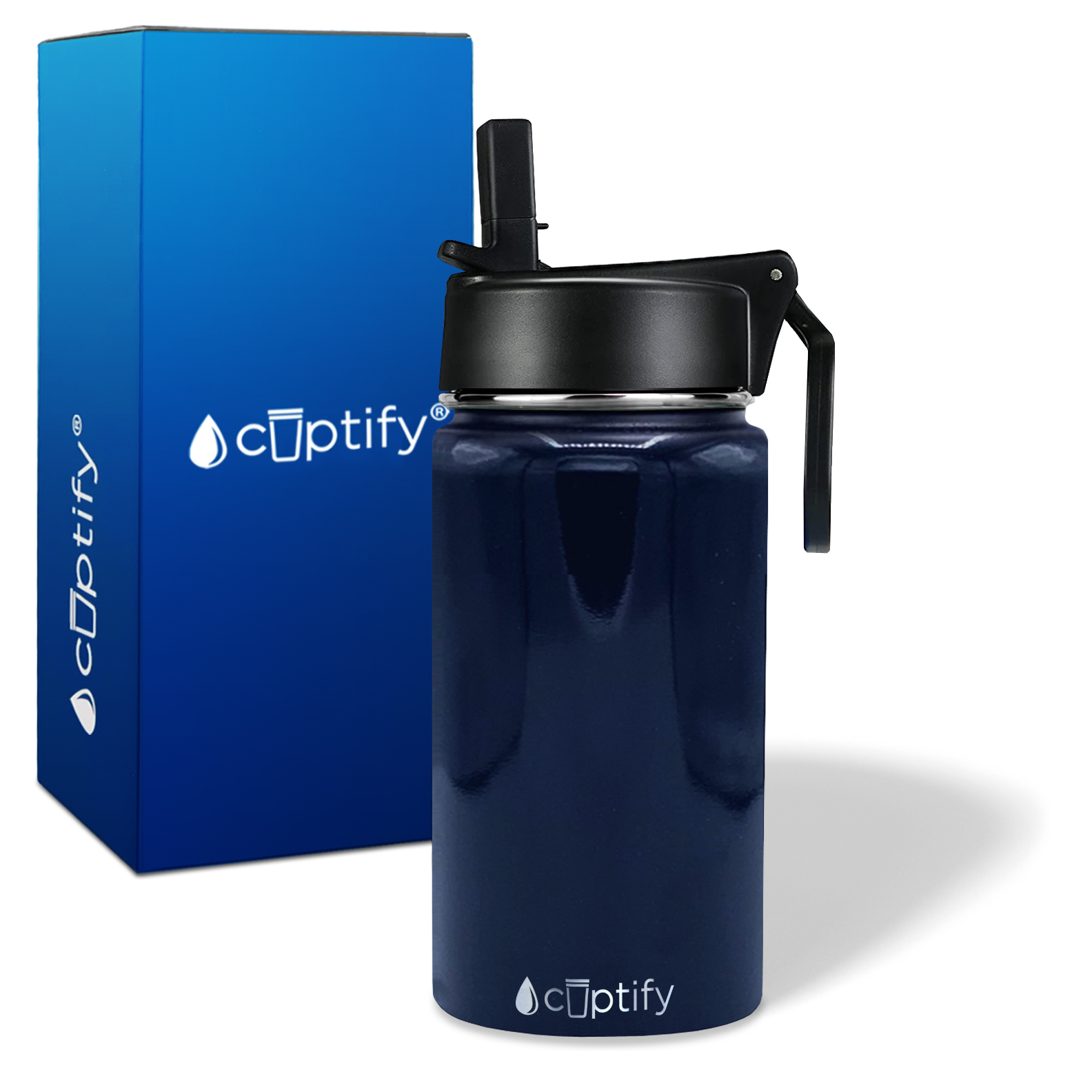 Navy Blue Gloss 12oz Wide Mouth Water Bottle