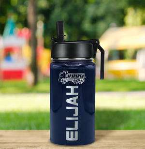 Boys Personalized Navy Blue Gloss 12oz Wide Mouth Water Bottle