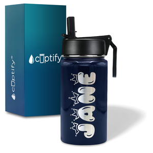 Girls Personalized Navy Blue Gloss 12oz Wide Mouth Water Bottle