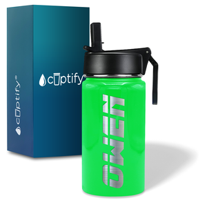 Boys Personalized Neon Green Gloss 12oz Wide Mouth Water Bottle