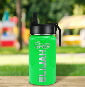 Boys Personalized Neon Green Gloss 12oz Wide Mouth Water Bottle