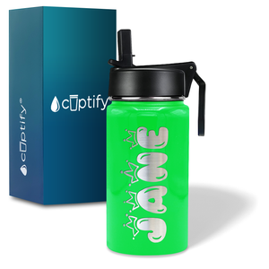 Girls Personalized Neon Green Gloss 12oz Wide Mouth Water Bottle