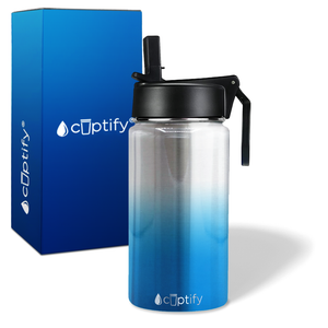 Personalized Blue Ombre Translucent 12oz Wide Mouth Water Bottle