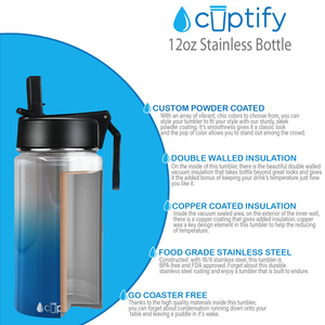 Personalized Blue Ombre Translucent 12oz Wide Mouth Water Bottle