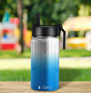 Personalized Blue Ombre Translucent 12oz Wide Mouth Water Bottle