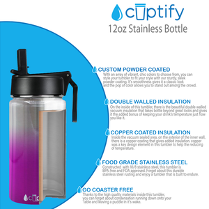 Pink Ombre Translucent 12oz Wide Mouth Water Bottle