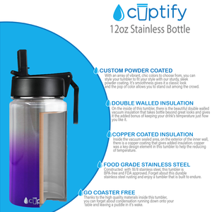 Personalized Purple Ombre Translucent 12oz Wide Mouth Water Bottle