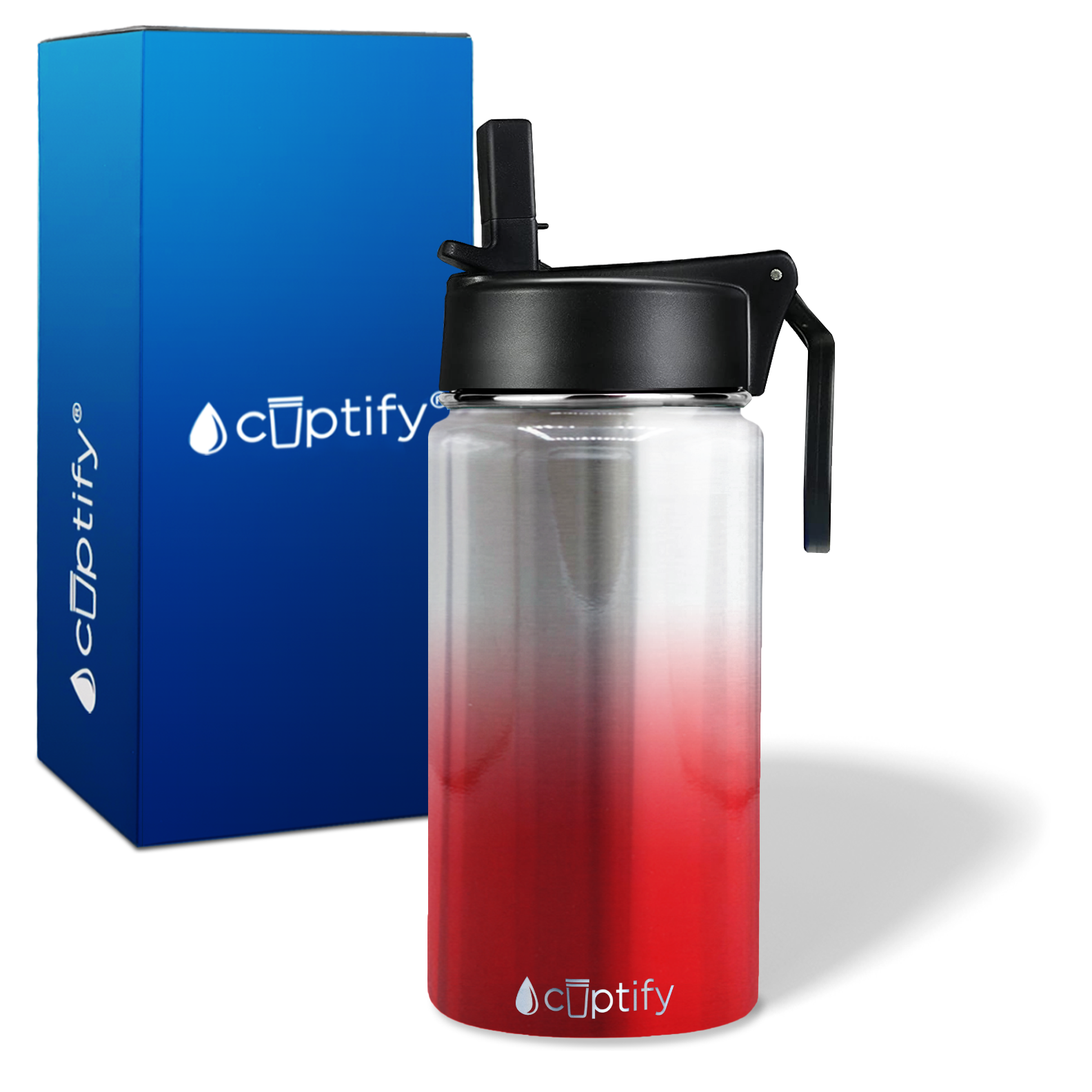 Red Ombre Translucent 12oz Wide Mouth Water Bottle
