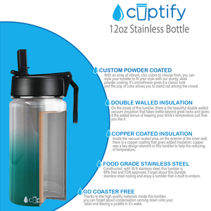 Teal Ombre Translucent 12oz Wide Mouth Water Bottle