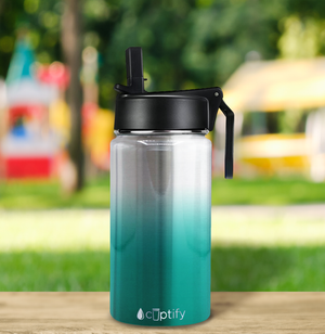 Teal Ombre Translucent 12oz Wide Mouth Water Bottle