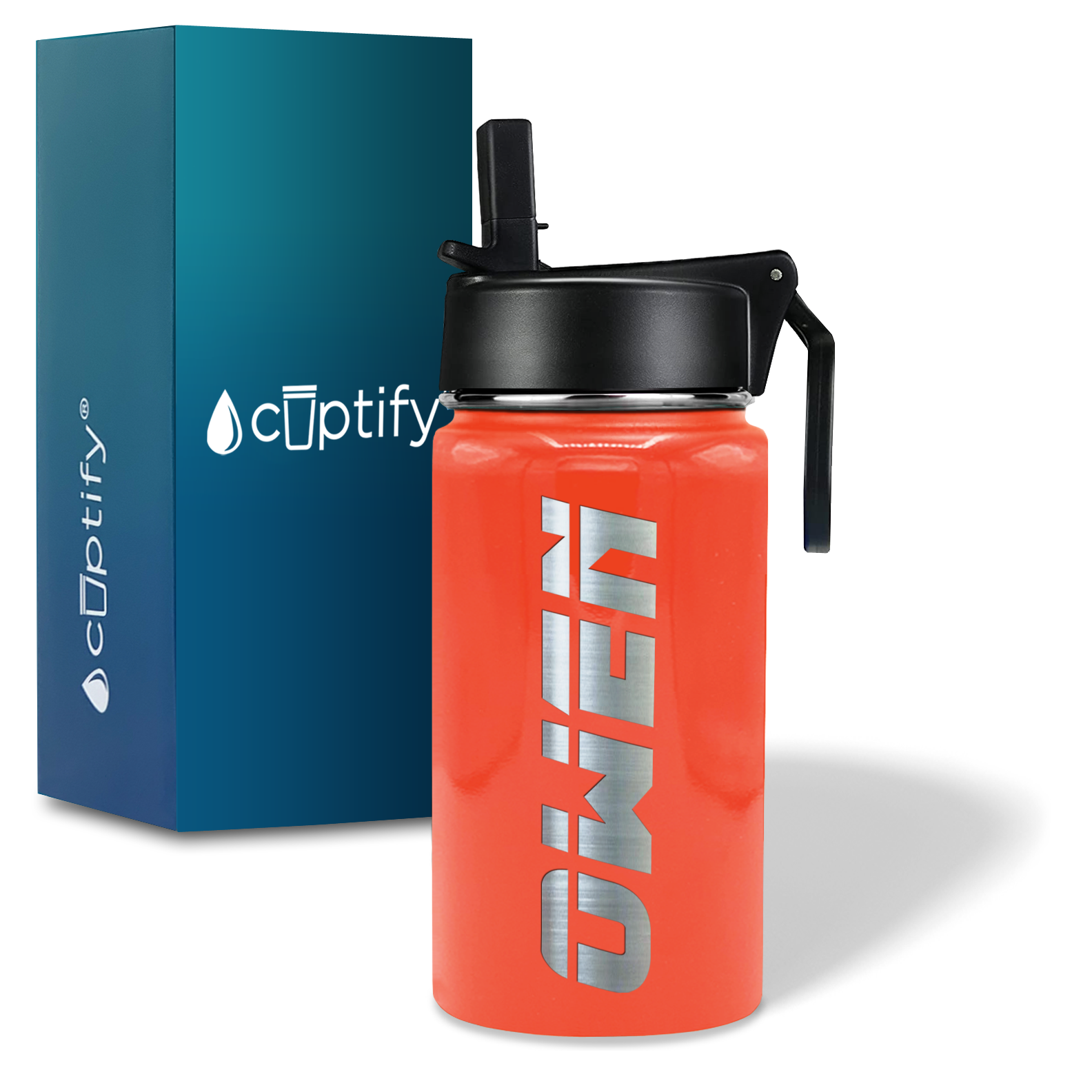 Boys Personalized Orange Gloss 12oz Wide Mouth Water Bottle