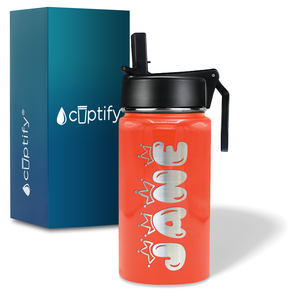 Girls Personalized Orange Gloss 12oz Wide Mouth Water Bottle
