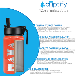 Girls Personalized Orange Gloss 12oz Wide Mouth Water Bottle