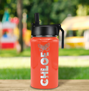 Girls Personalized Orange Gloss 12oz Wide Mouth Water Bottle