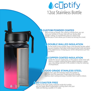 12oz Panther Ombre Wide Mouth Water Bottle With Straw Lid