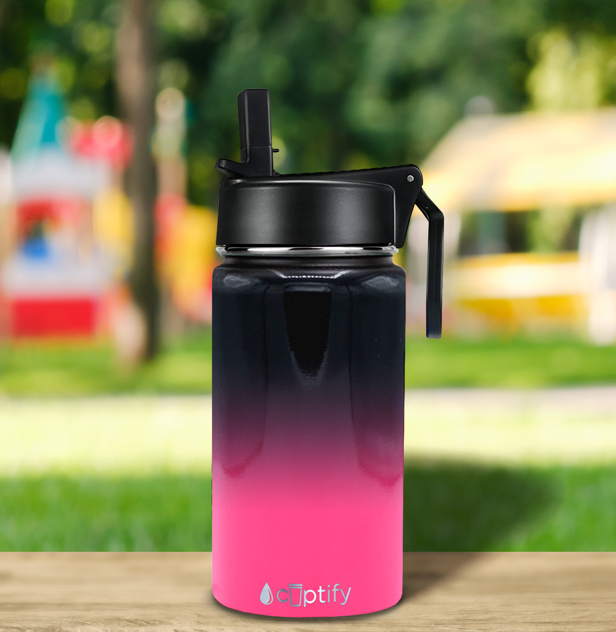 Cuptify Personalized Laser Engraved on Panther Ombre 12 oz Sports Bottle