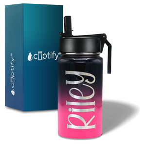 Girls Personalized Panther Ombre 12oz Wide Mouth Water Bottle