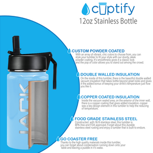 Boys Personalized Pastel Blue Gloss 12oz Wide Mouth Water Bottle