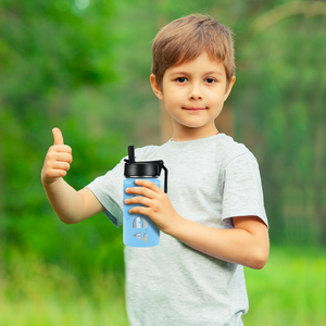Boys Personalized Pastel Blue Gloss 12oz Wide Mouth Water Bottle
