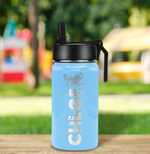 Girls Personalized Pastel Blue Gloss 12oz Wide Mouth Water Bottle