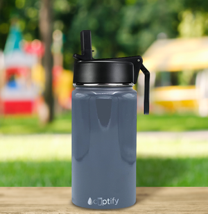 Cuptify Personalized Laser Engraved on Periwinkle Gray Gloss 12 oz Sports Bottle
