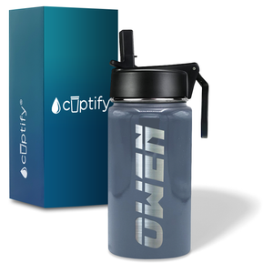 Boys Personalized Periwinkle Gray Gloss 12oz Wide Mouth Water Bottle