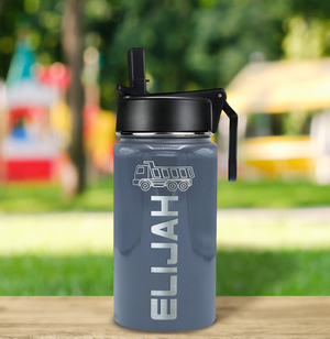 Boys Personalized Periwinkle Gray Gloss 12oz Wide Mouth Water Bottle