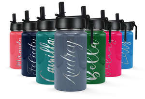 Cuptify Personalized Laser Engraved on Periwinkle Gray Gloss 12 oz Sports Bottle