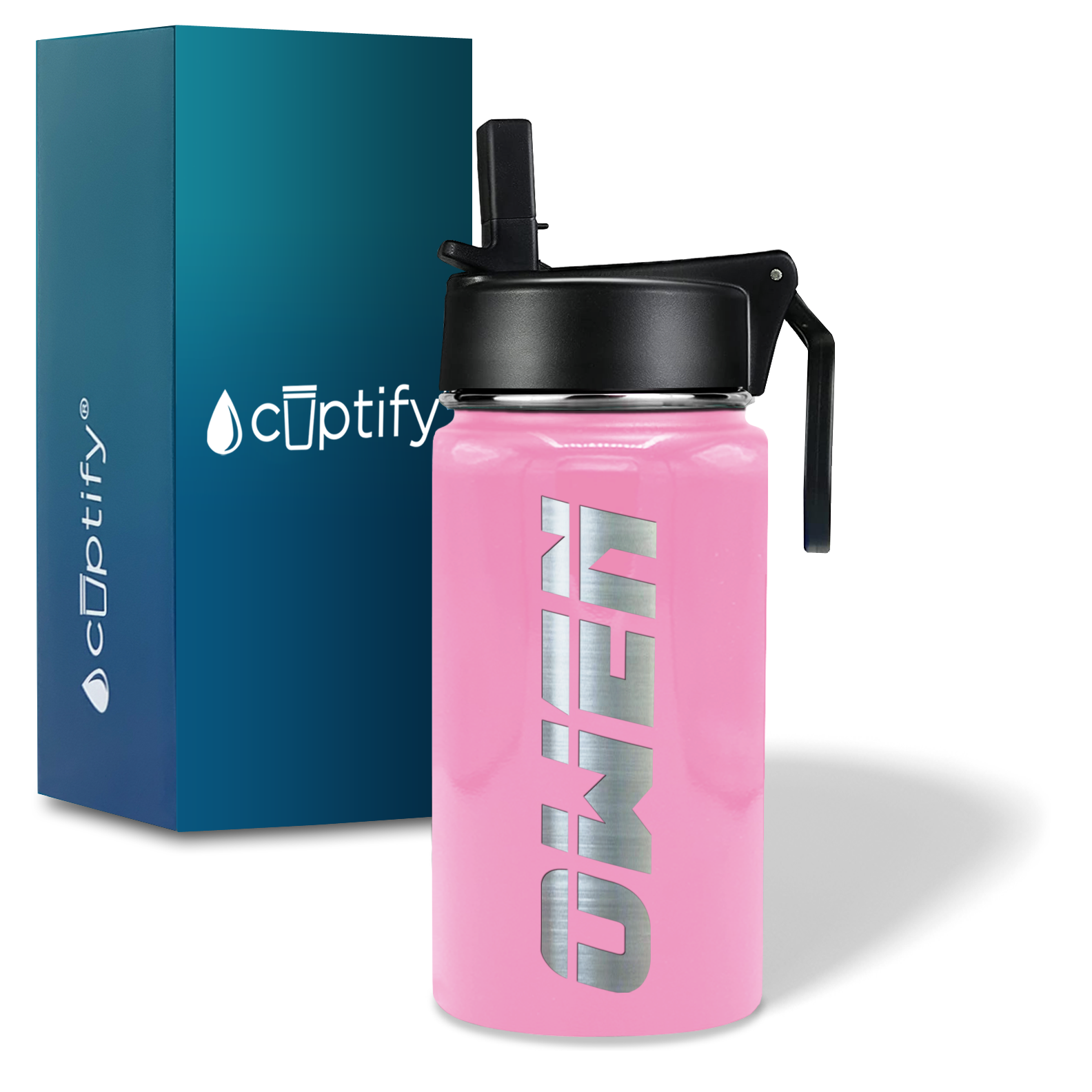 Boys Personalized Pastel Pink Gloss 12oz Wide Mouth Water Bottle