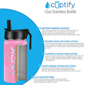 Boys Personalized Pastel Pink Gloss 12oz Wide Mouth Water Bottle
