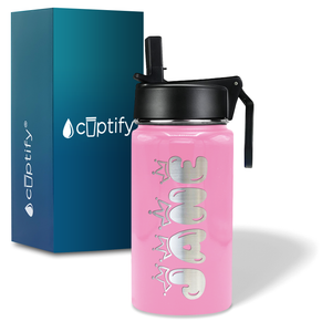 Girls Personalized Pastel Pink Gloss 12oz Wide Mouth Water Bottle