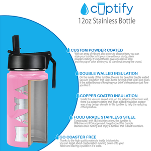 Girls Personalized Pastel Pink Gloss 12oz Wide Mouth Water Bottle