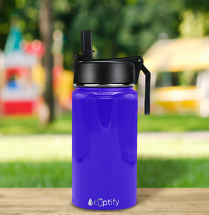 12oz Purple Gloss Wide Mouth Water Bottle With Straw Lid