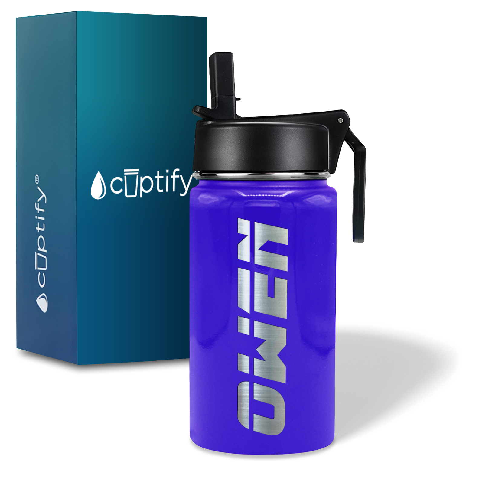 Boys Personalized Purple Gloss 12oz Wide Mouth Water Bottle