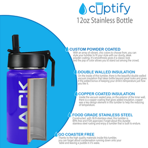 Boys Personalized Purple Gloss 12oz Wide Mouth Water Bottle