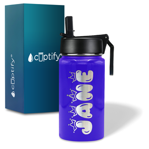 Girls Personalized Purple Gloss 12oz Wide Mouth Water Bottle