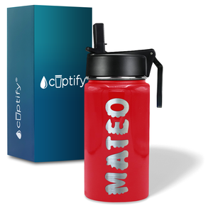Boys Personalized Red Gloss 12oz Wide Mouth Water Bottle