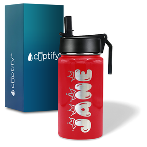 Girls Personalized Red Gloss 12oz Wide Mouth Water Bottle