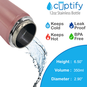 Cuptify Personalized Laser Engraved on Rose Gold 12 oz Sports Bottle