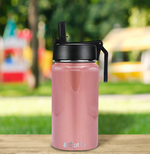12oz Rose Gold Wide Mouth Water Bottle With Straw Lid