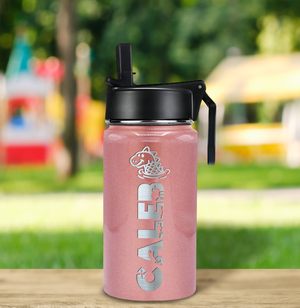 Boys Personalized Rose Gold Glitter 12oz Wide Mouth Water Bottle