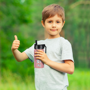 Boys Personalized Rose Gold Glitter 12oz Wide Mouth Water Bottle