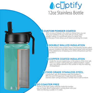 12oz Seafoam Gloss Wide Mouth Water Bottle With Straw Lid
