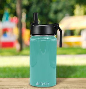 12oz Seafoam Gloss Wide Mouth Water Bottle With Straw Lid