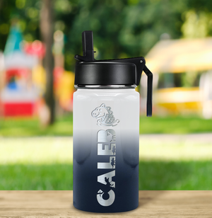 Boys Personalized Snowy Mountains Ombre 12oz Wide Mouth Water Bottle