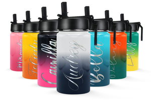 Cuptify Personalized Laser Engraved on Snowy Mountains Ombre 12 oz Sports Bottle