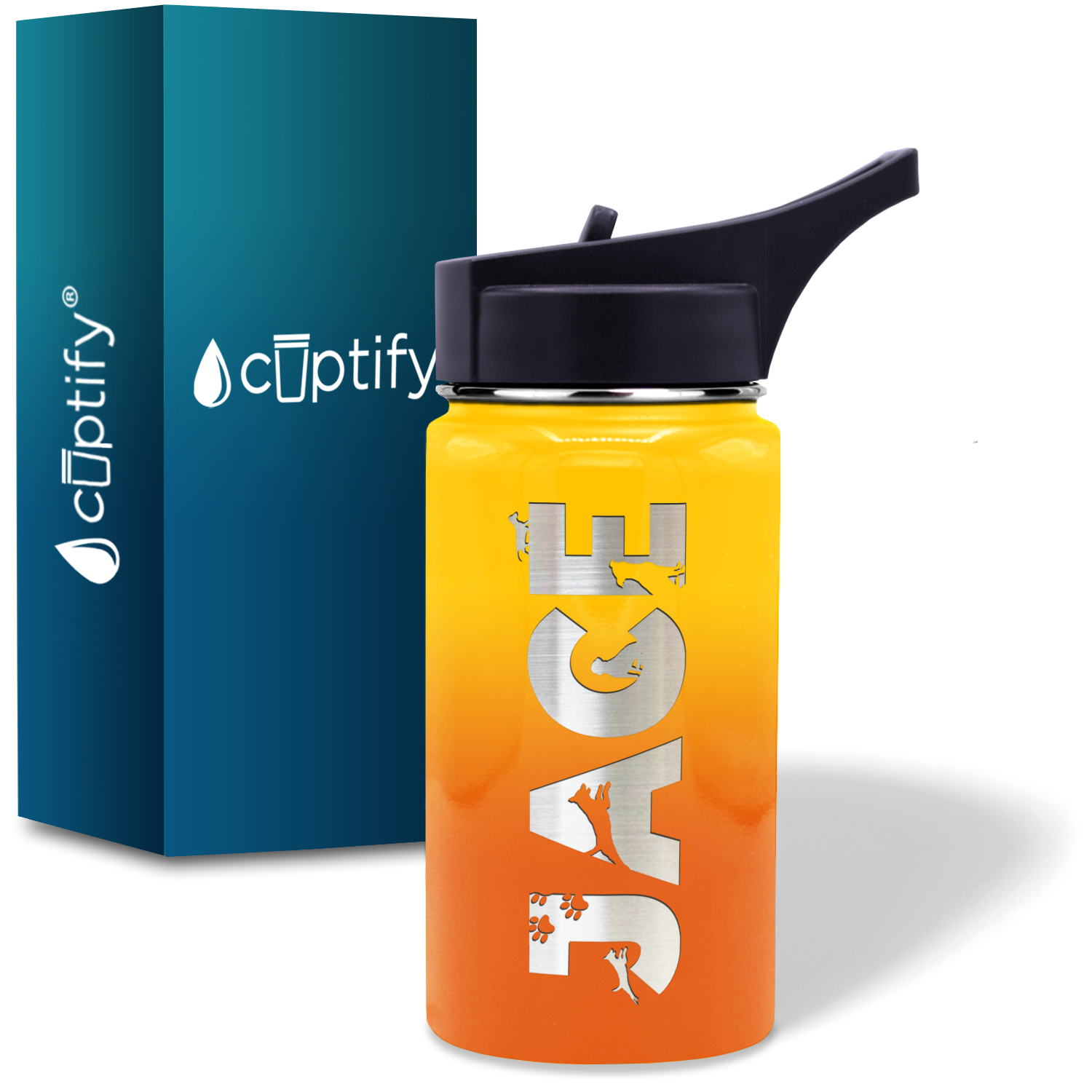 Cuptify Boys Personalized Laser Engraved on Sunrise Ombre 12 oz Bottle