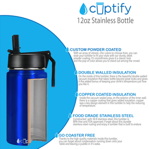 Blue Translucent 12oz Wide Mouth Water Bottle